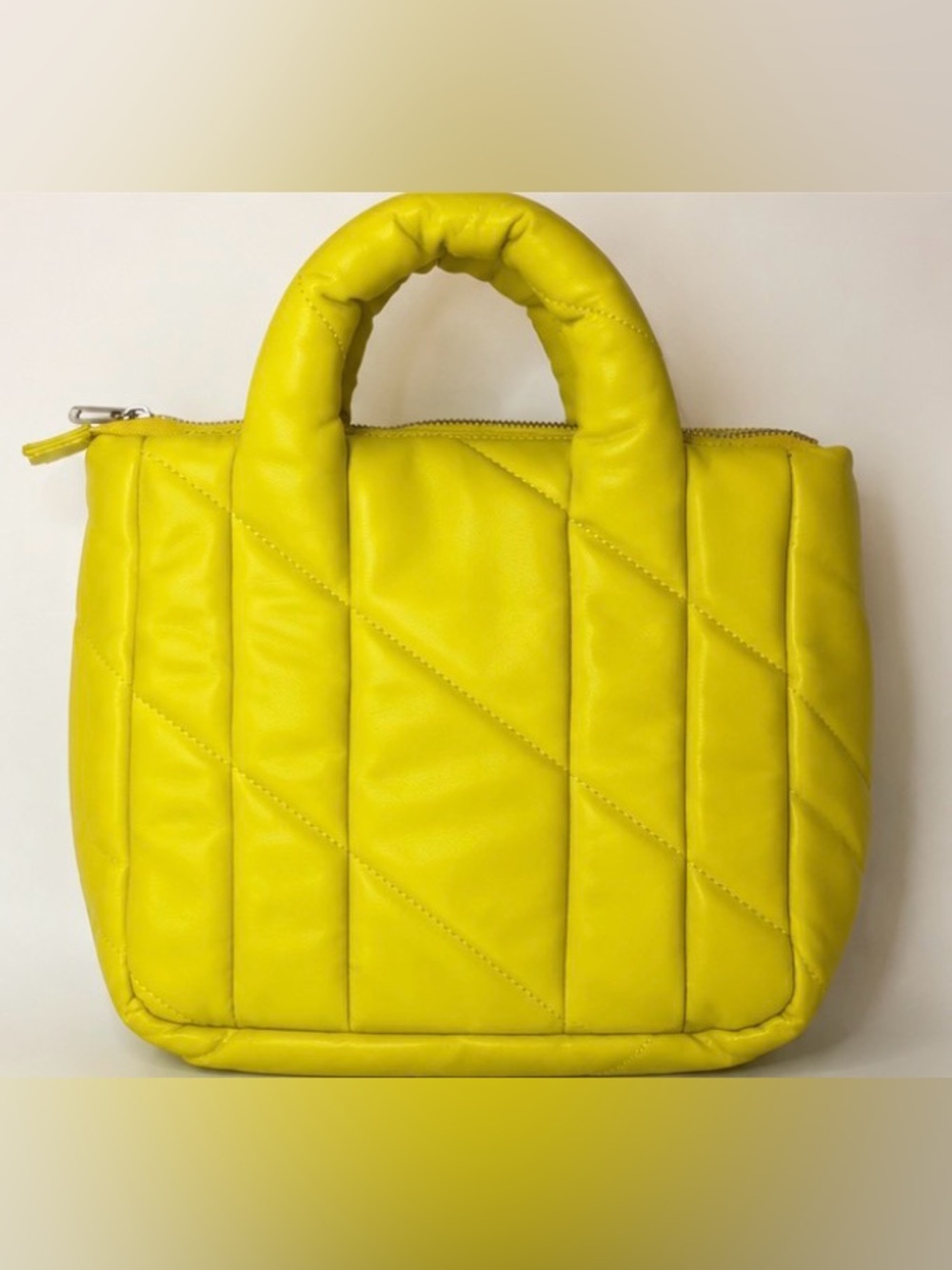 [Zara] Yellow Quilted Puffer Tote Bag Medium Shoulder Shopper